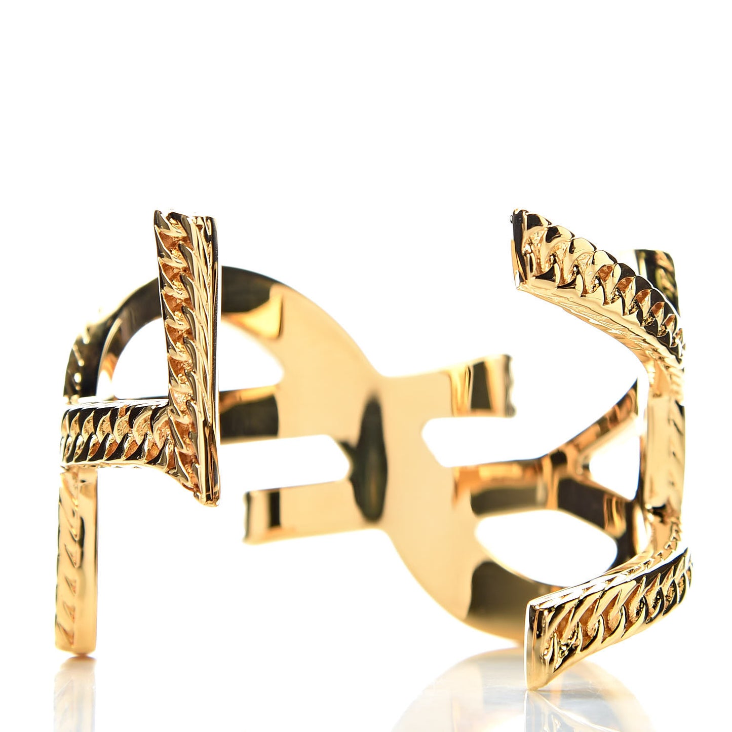 Brass Monogram Small Chain Cuff Gold