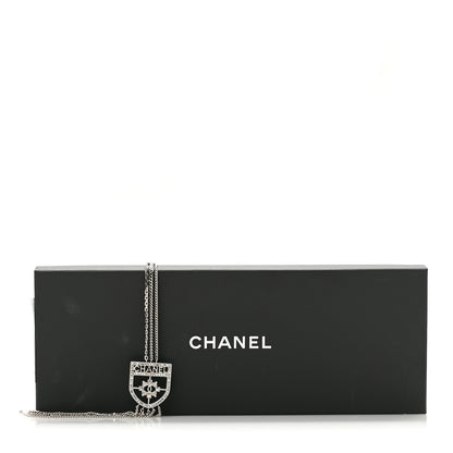 Chanel Baguette Crystal CC Shield Multi Strand Long Chain Necklace Silver 6 of 6
