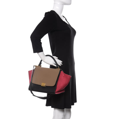 Celine Smooth Calfskin Suede Medium Tri-Color Trapeze Pink 3 of 12