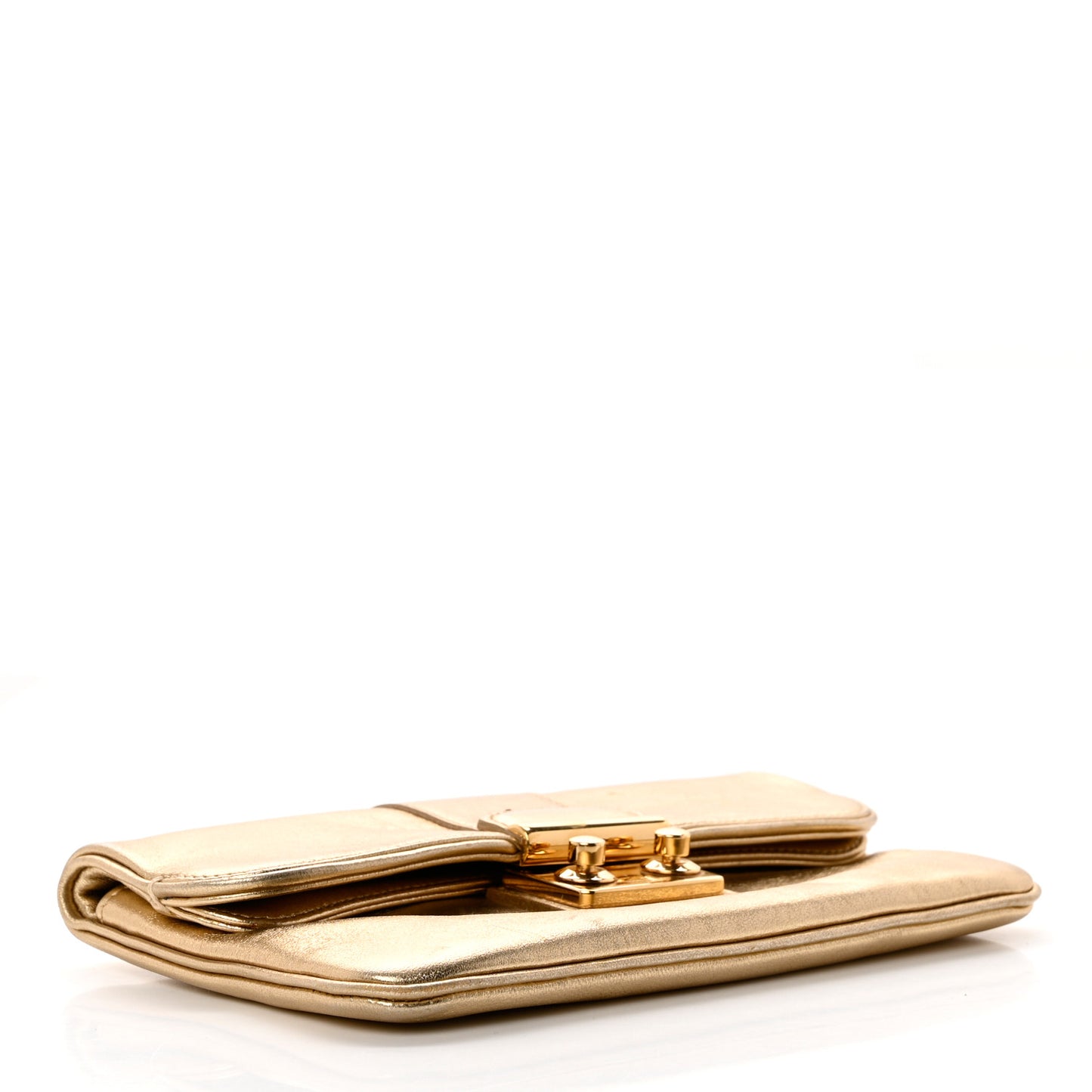 Metallic Calfskin Sofia Coppola Slim Clutch MM Gold