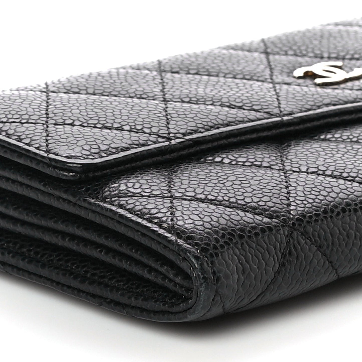 Caviar Quilted Large Gusset Flap Wallet Black