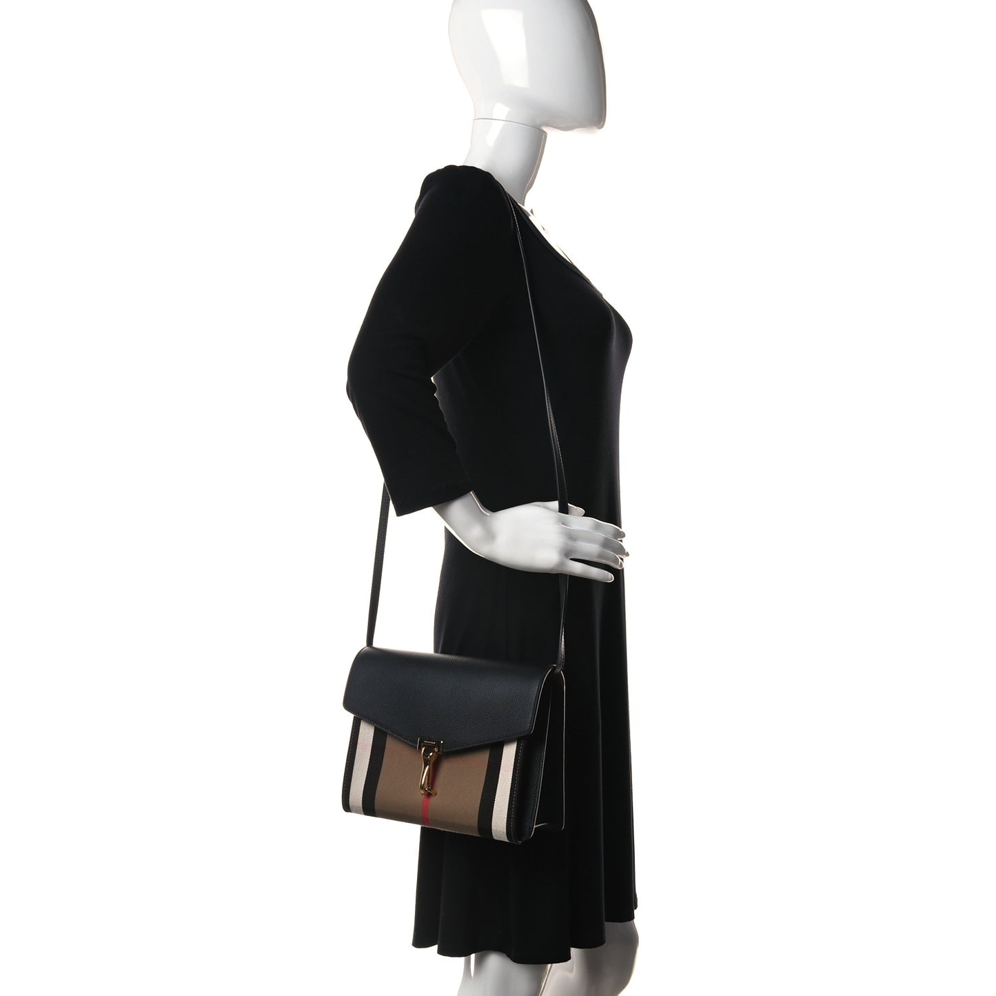 Derby Calfskin House Check Small Macken Crossbody Bag Black