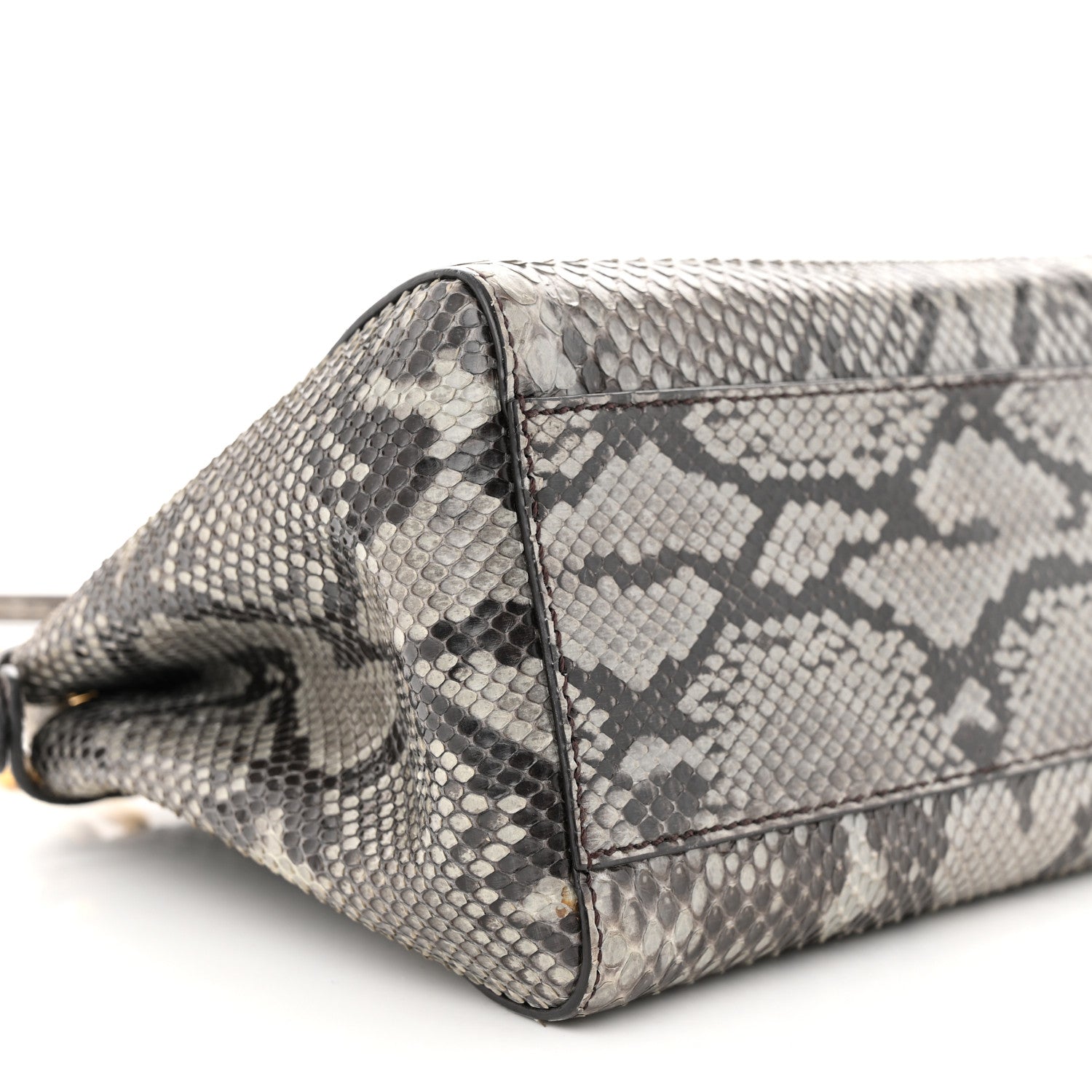 Fendi Snakeskin Camoscio Mini Peekaboo Iconic Satchel Asfalto Nocciola 10 of 11