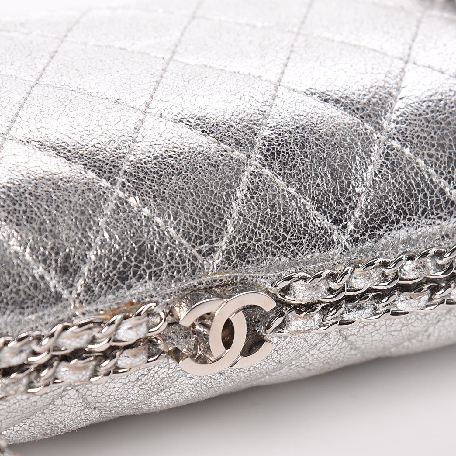 Chanel Metallic Lambskin Small Chain Around Clutch Silver 11 of 15