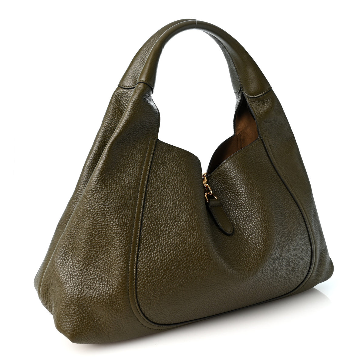 Gucci Grained Calfskin Softbit Maxi Shoulder Bag Forest Green 4 of 11