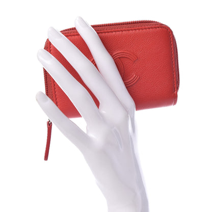 Chanel Calfskin CC Zip Around Coin Purse Light Red 2 of 7