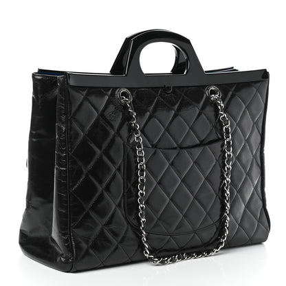 Chanel Glazed Calfskin Quilted Large CC Delivery Tote Black 3 of 10