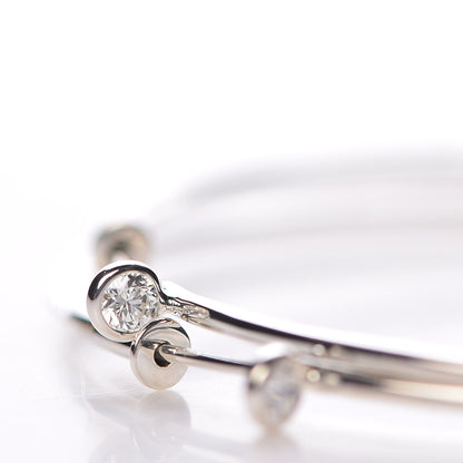 Tiffany Sterling Silver Diamond Medium Elsa Peretti Hoop Earrings 4 of 5