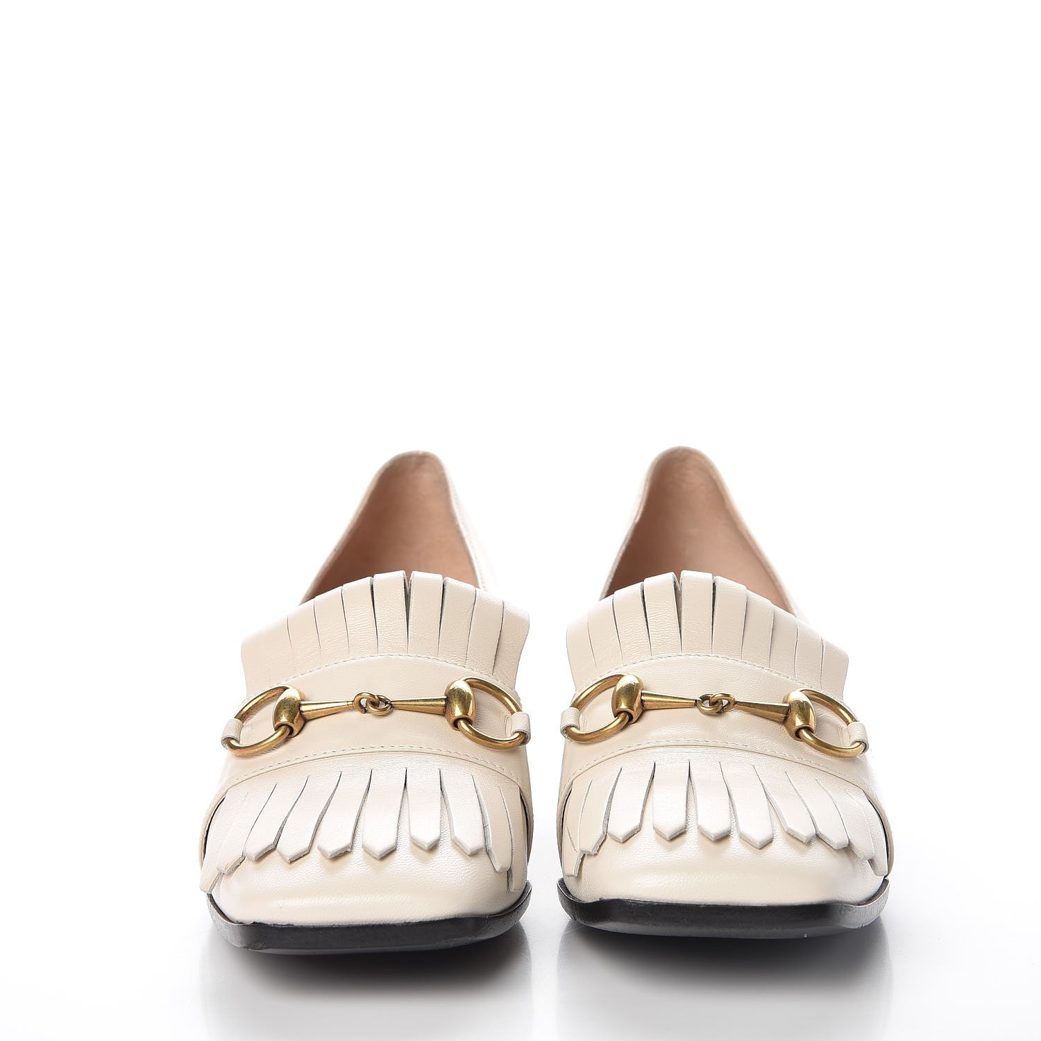 Gucci Malaga Kid Polly Kiltie Fringe 55mm Loafer Pumps 37.5 Mystic White 2 of 15