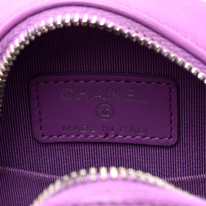 Chanel Lambskin Quilted Round Clutch With Chain Purple 6 of 10