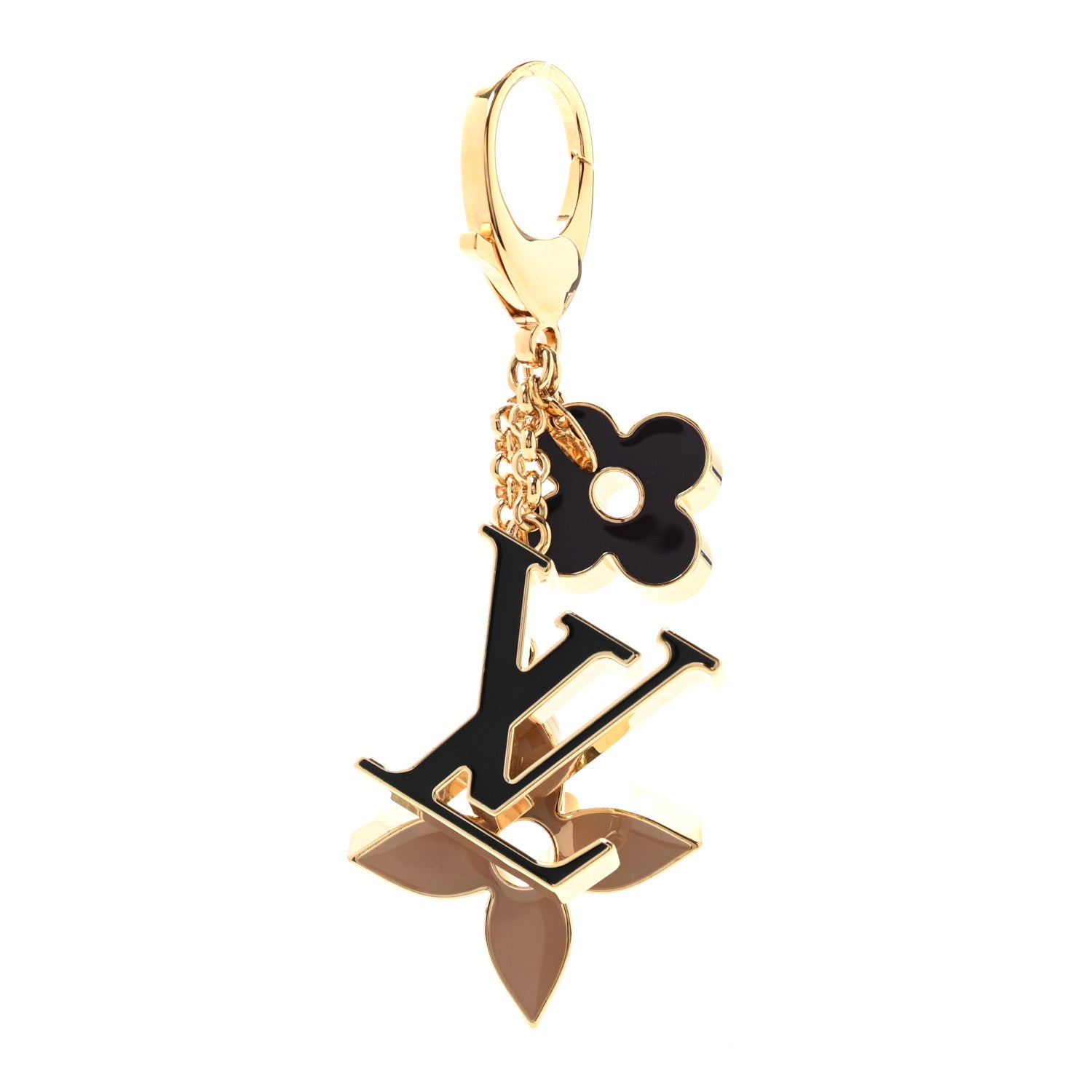 Louis Vuitton Metal Enamel Fleur De Monogram Bag Charm Dore 1 of 5