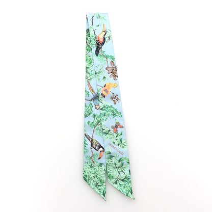 Hermes Silk Equateur Twilly Bleu Ciel Vert Orange 2 of 4