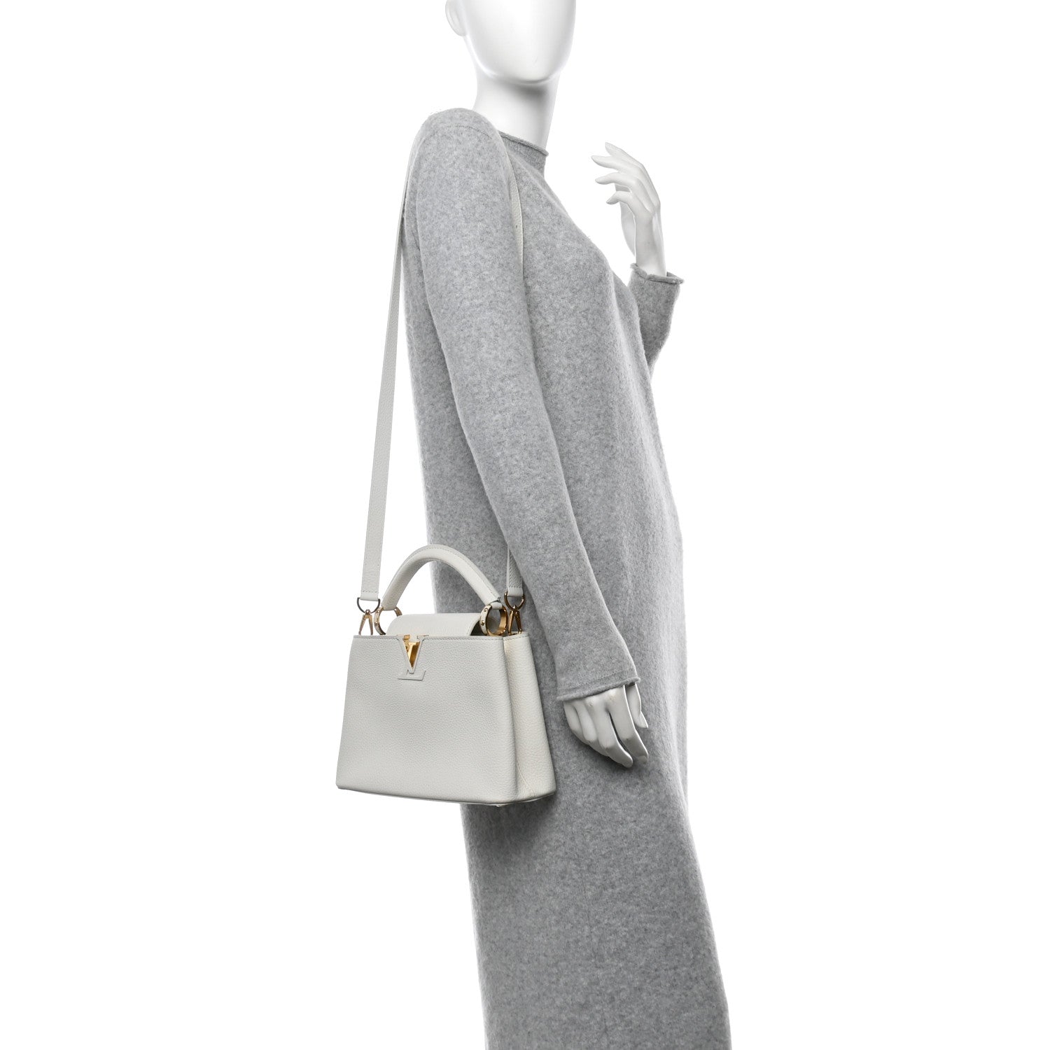 Louis Vuitton Taurillon Capucines BB Blanc Casse 2 of 9