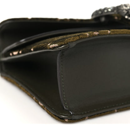 Gucci Velvet Moon Calfskin Crystal GG Monogram Small Dionysus Shoulder Bag Dark Olive Rose Gold 9 of 10