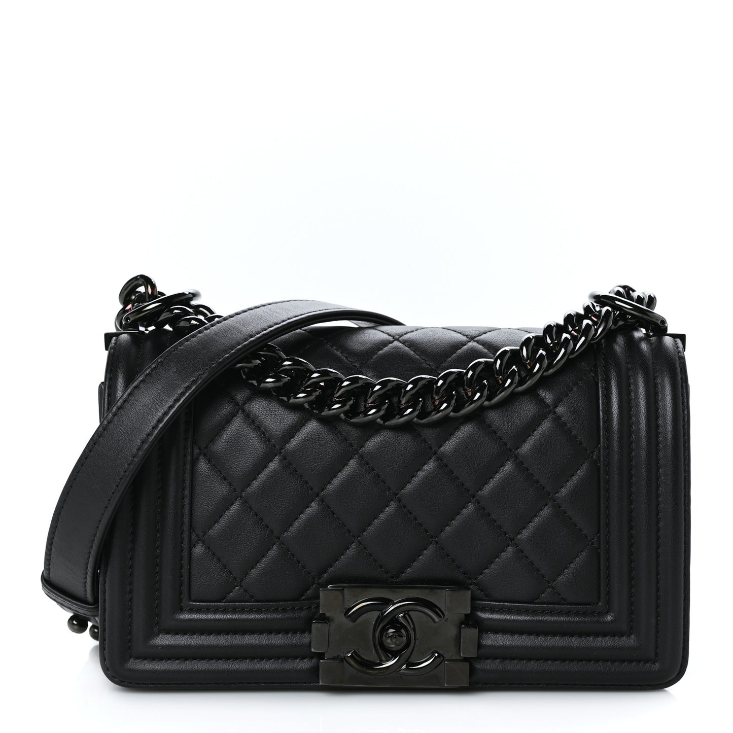 Calfskin Quilted Small Boy Flap So Black