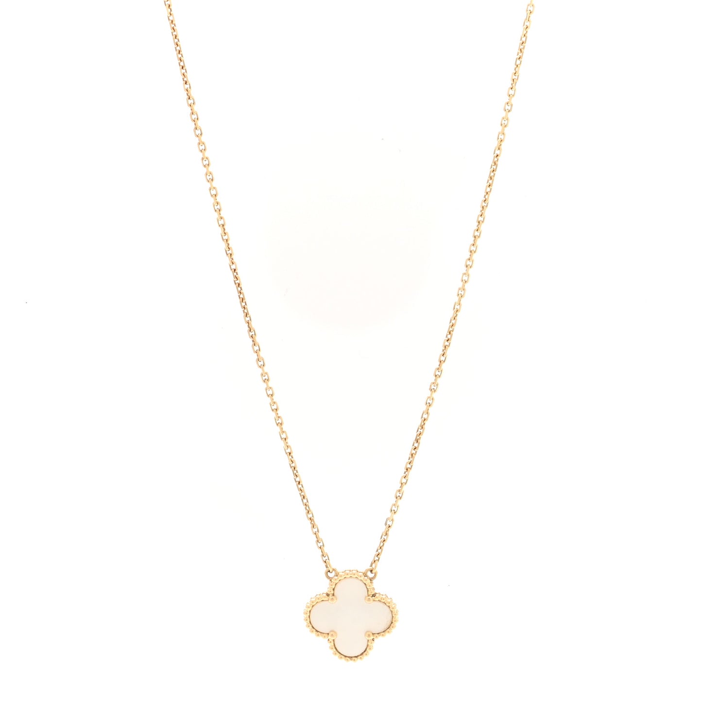 18K Yellow Gold Mother of Pearl Vintage Alhambra Pendant Necklace