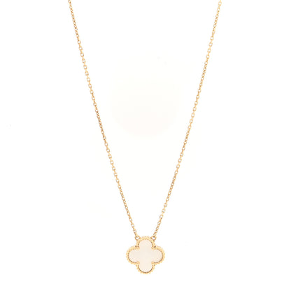 Van Cleef & Arpels 18K Yellow Gold Mother of Pearl Vintage Alhambra Pendant Necklace 1 of 5