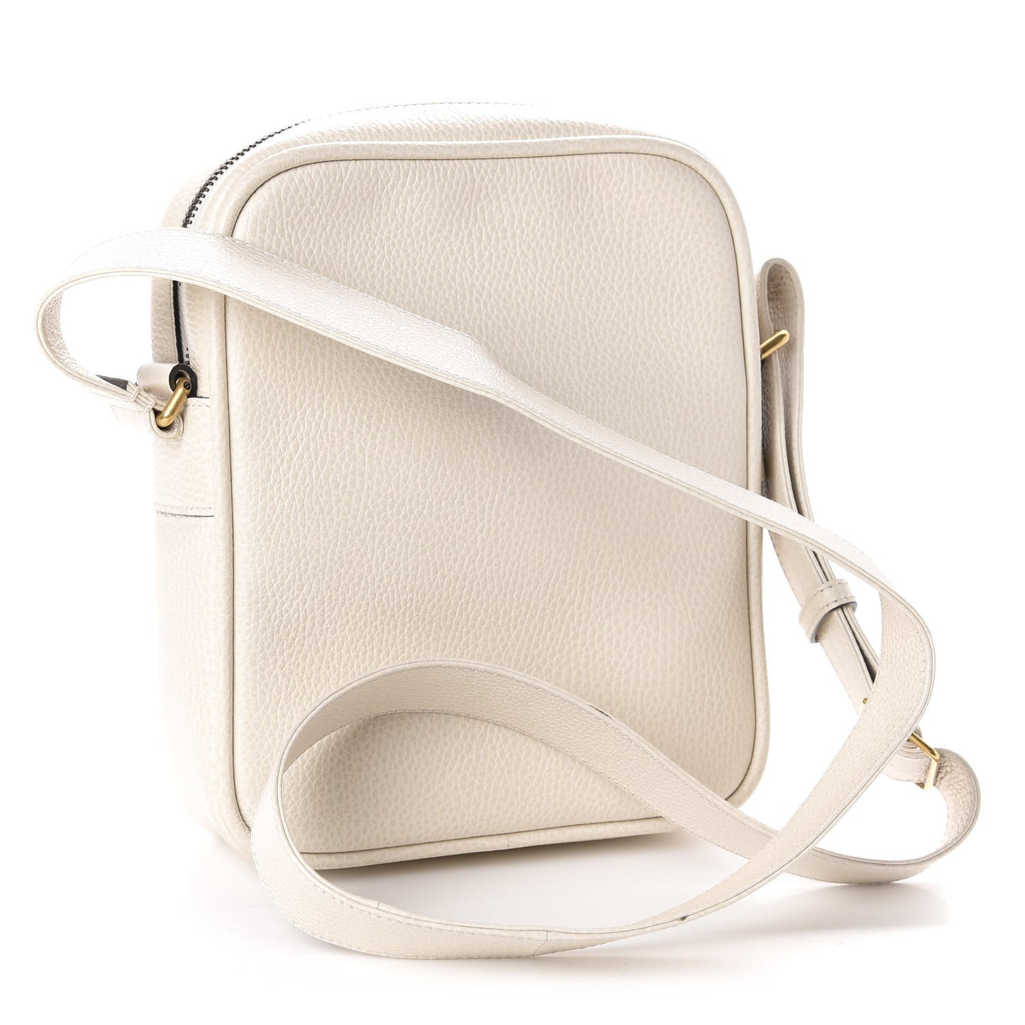 Grained Calfskin Logo Messenger Bag White