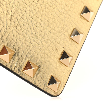 Valentino Garavani Metallic Calfskin Medium Rockstud Envelope Flat Wristlet Pouch Gold 7 of 8