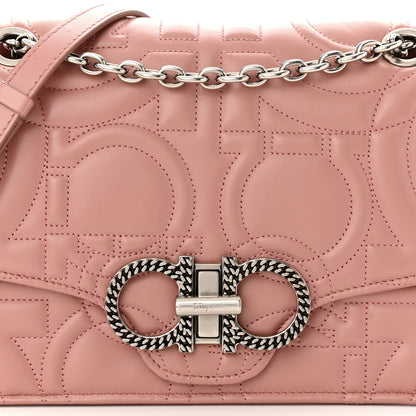Salvatore Ferragamo Calfskin Quilted Gancini Flap Bag Antique Rose 8 of 13