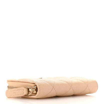 Chanel Iridescent Caviar Quilted Zip Around Coin Purse Beige 4 of 7