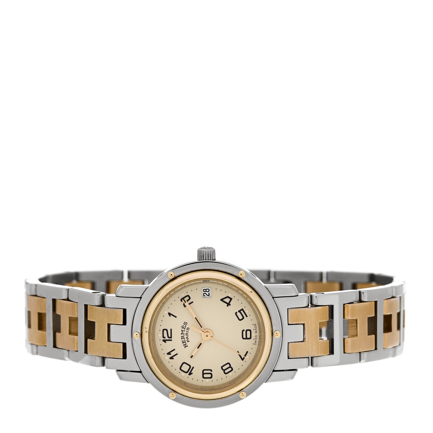 Hermes Stainless Steel 24mm Clipper Quartz Watch Gold 1819003