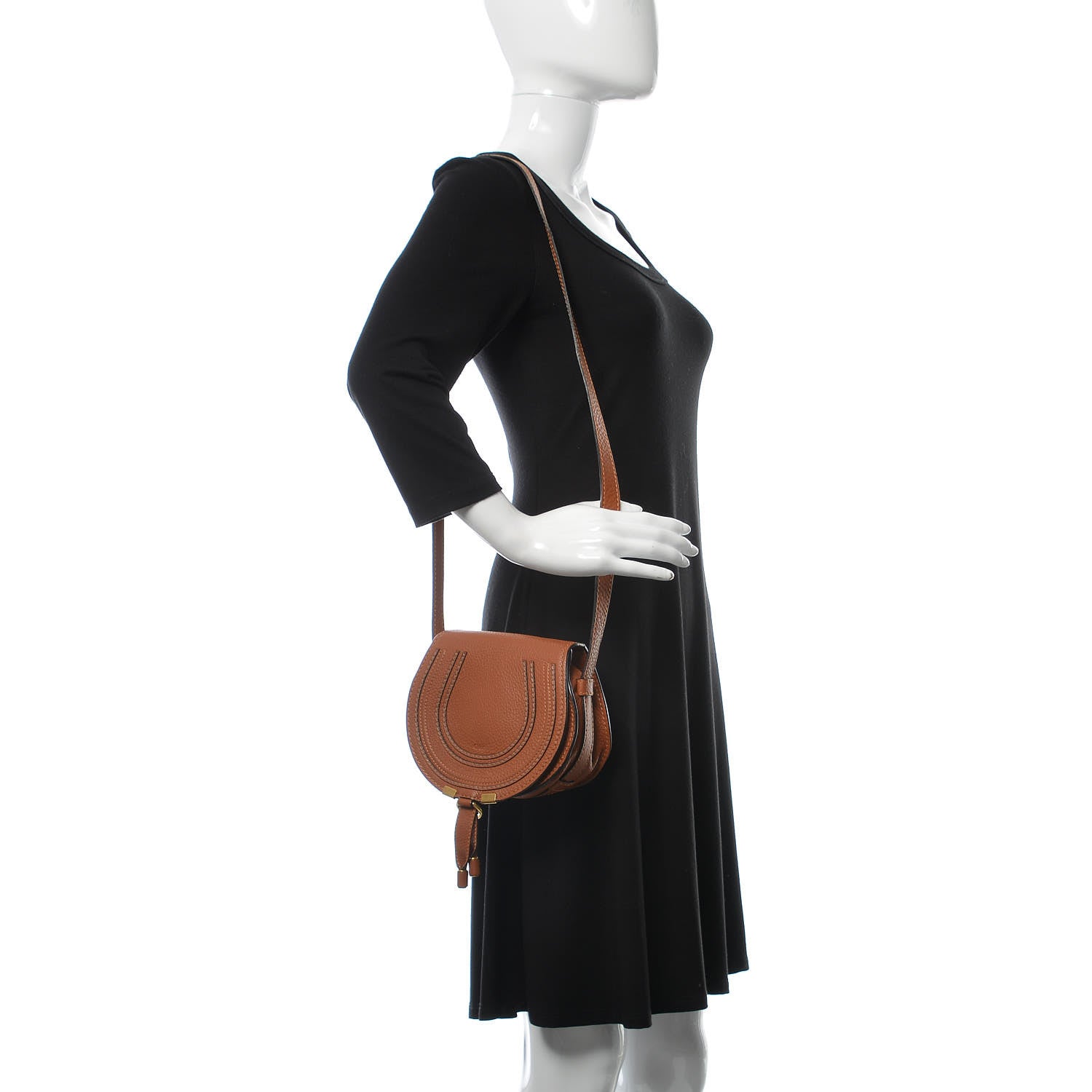 Chloe Calfskin Mini Marcie Round Crossbody Bag Tan 2 of 15