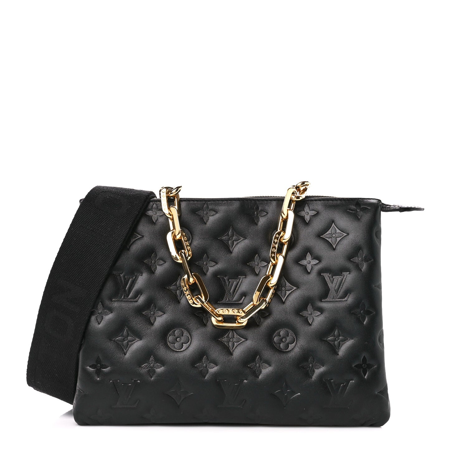 Lambskin Embossed Monogram Coussin PM Black