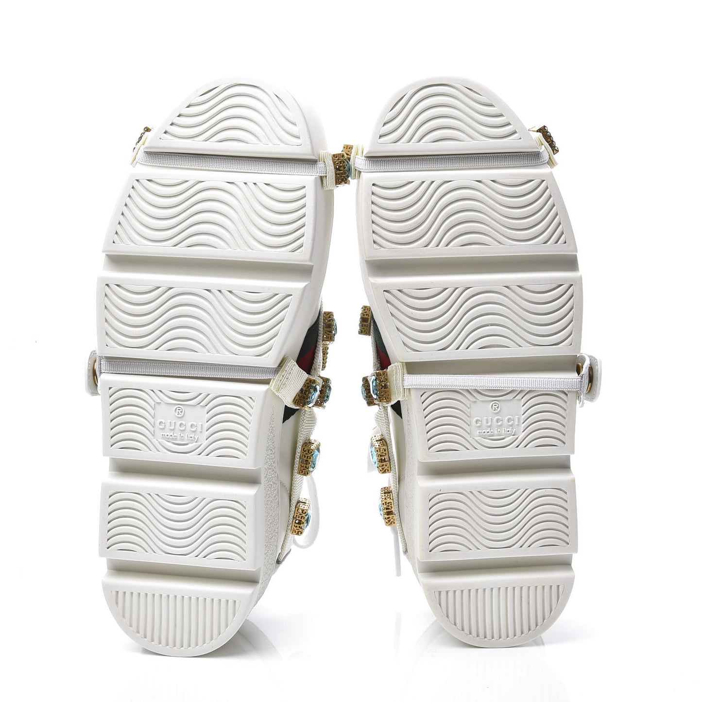 Calfskin Removable Crystals Bee Embroidered Ace Platform Sneakers 36 White