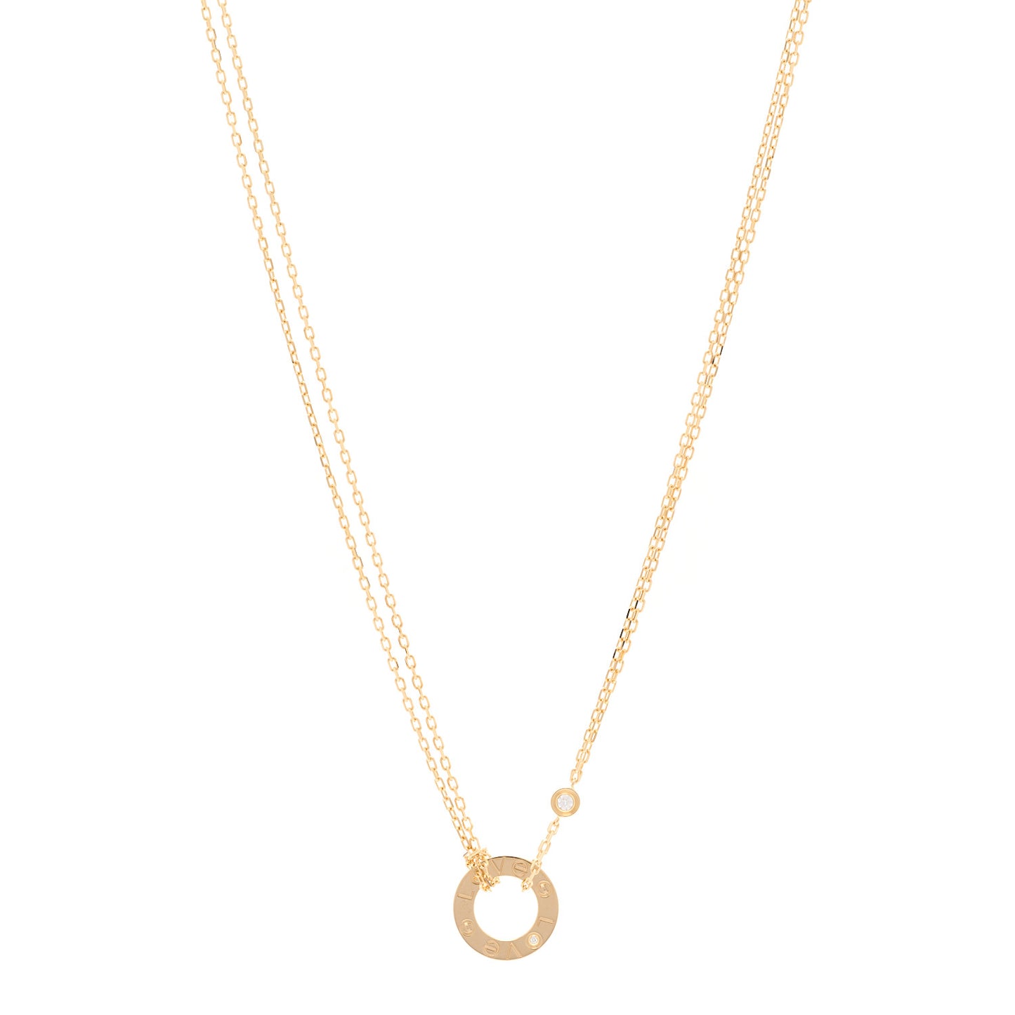 18K Yellow Gold 2 Diamond LOVE Necklace