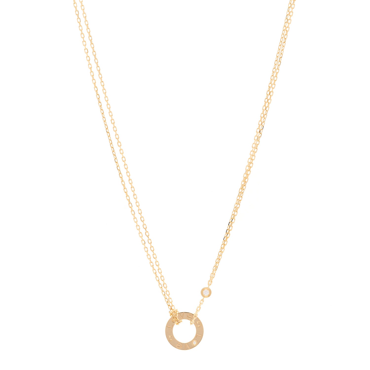 Cartier 18K Yellow Gold 2 Diamond LOVE Necklace 1 of 5