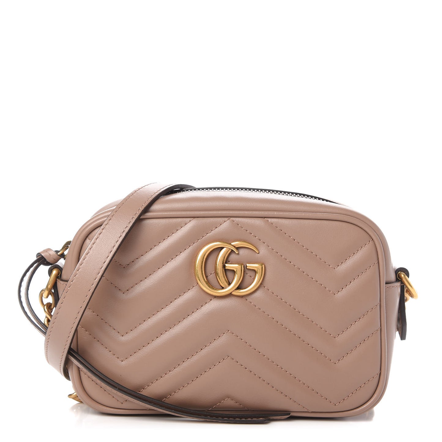 Calfskin Matelasse Mini GG Marmont Chain Shoulder Bag Porcelain Rose