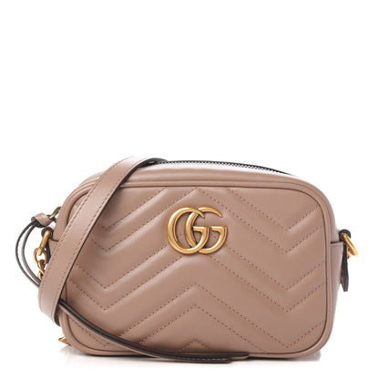 Gucci Calfskin Matelasse Mini GG Marmont Chain Shoulder Bag Porcelain Rose 1 of 11