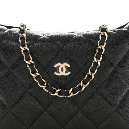 Chanel Caviar Quilted Hobo Clutch With Chain  Black 8 of 11