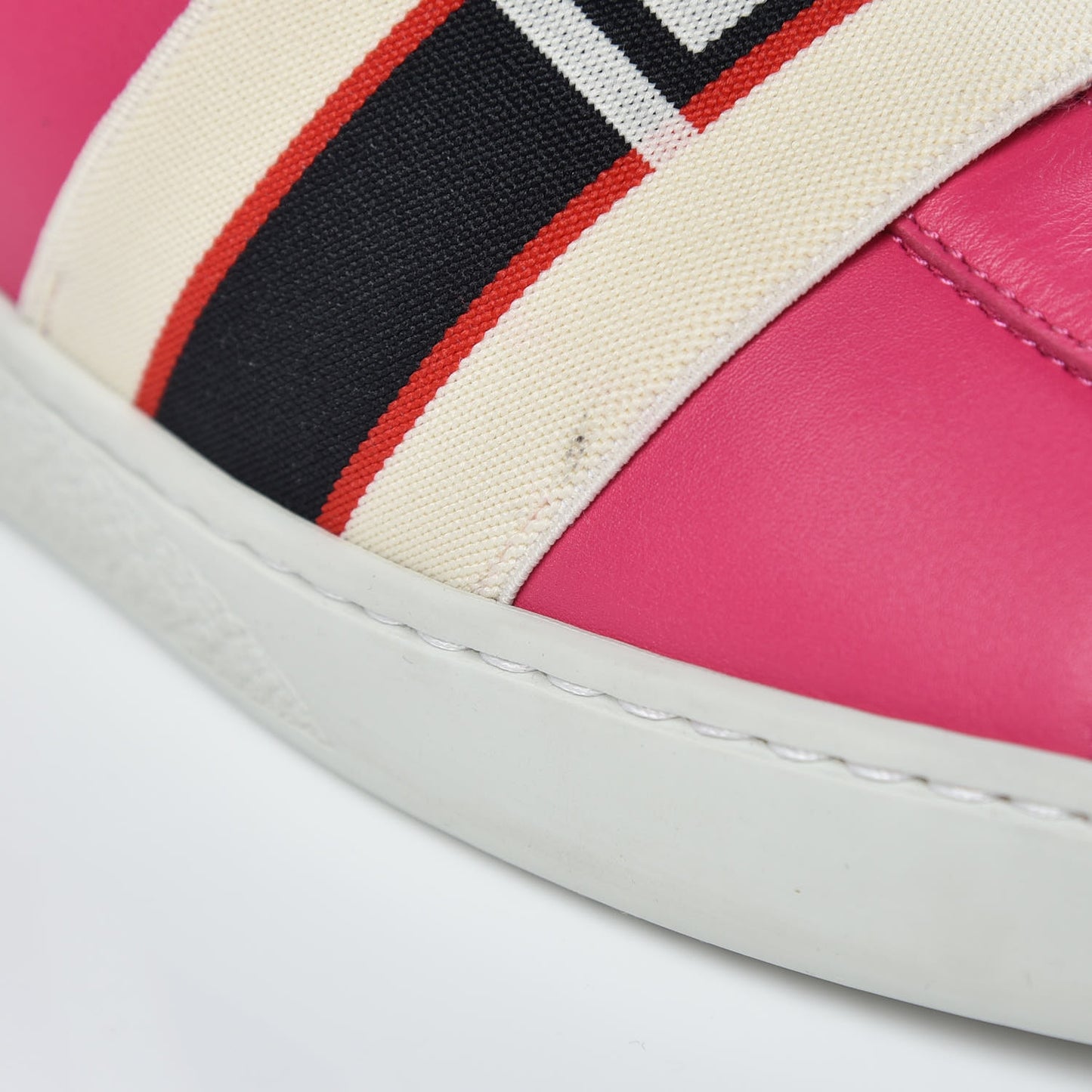 Calfskin Stripe Womens New Ace Sneakers 40.5 Box Pink Ecru Notte