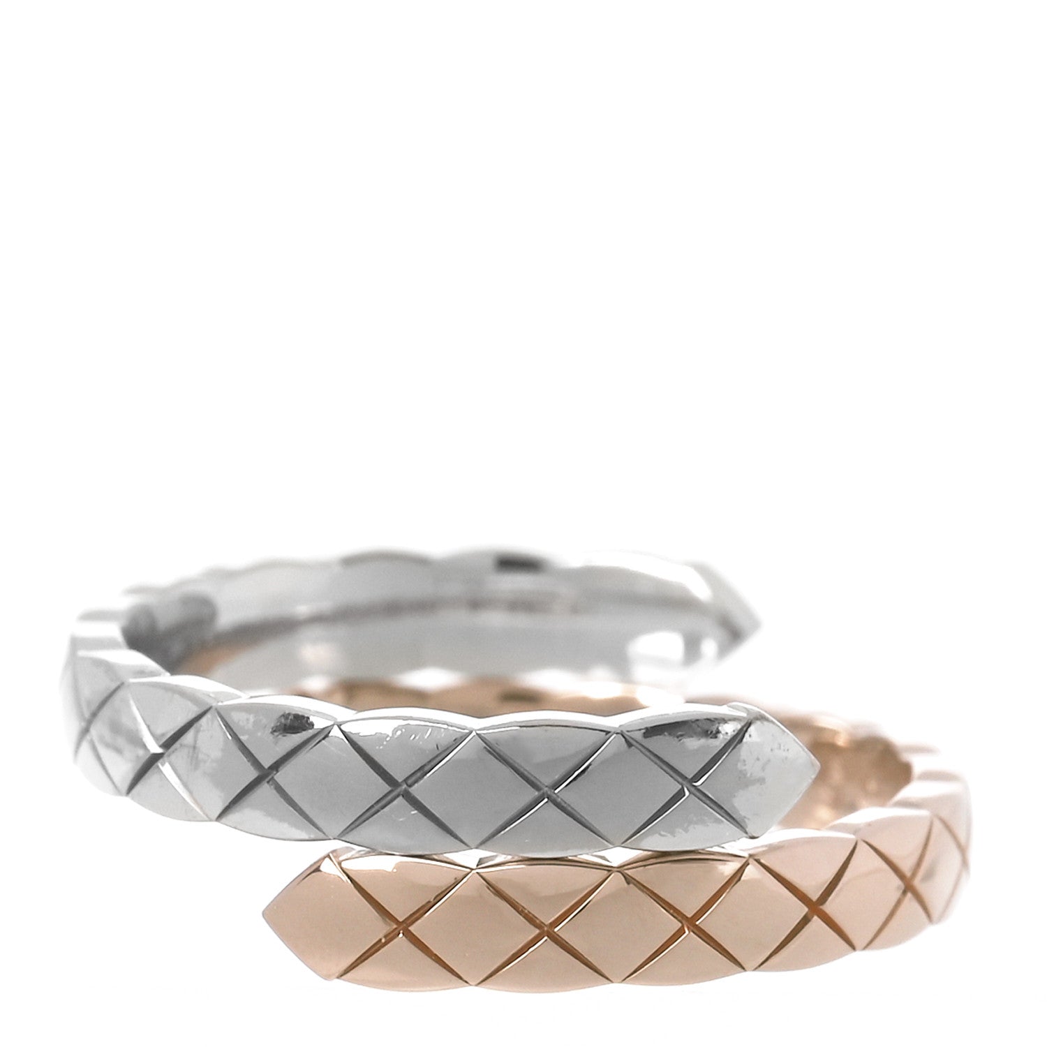 Chanel 18K White Beige Gold Diamond Coco Crush Toi et Moi Ring 55 7.25 3 of 5