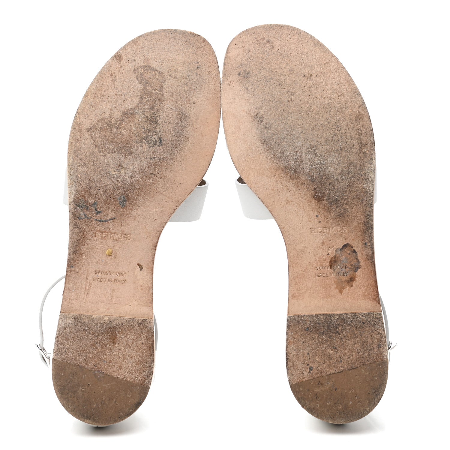 Hermes Calfskin Santorini Sandals 41 White 5 of 12