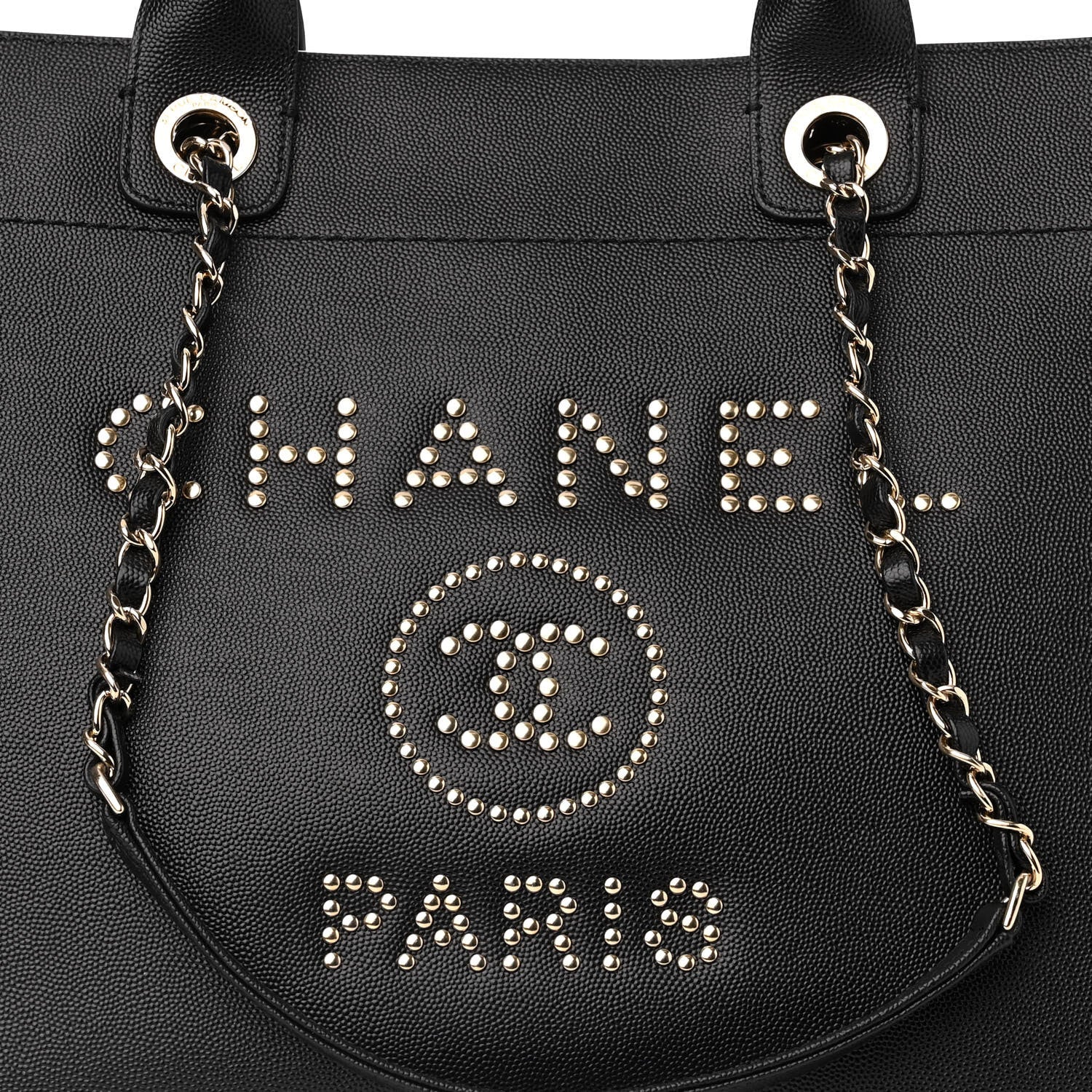 Chanel Caviar Medium Studded Deauville Tote Black 8 of 10