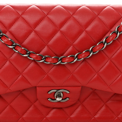 Chanel Lambskin Quilted Jumbo Double Flap Red 8 of 13