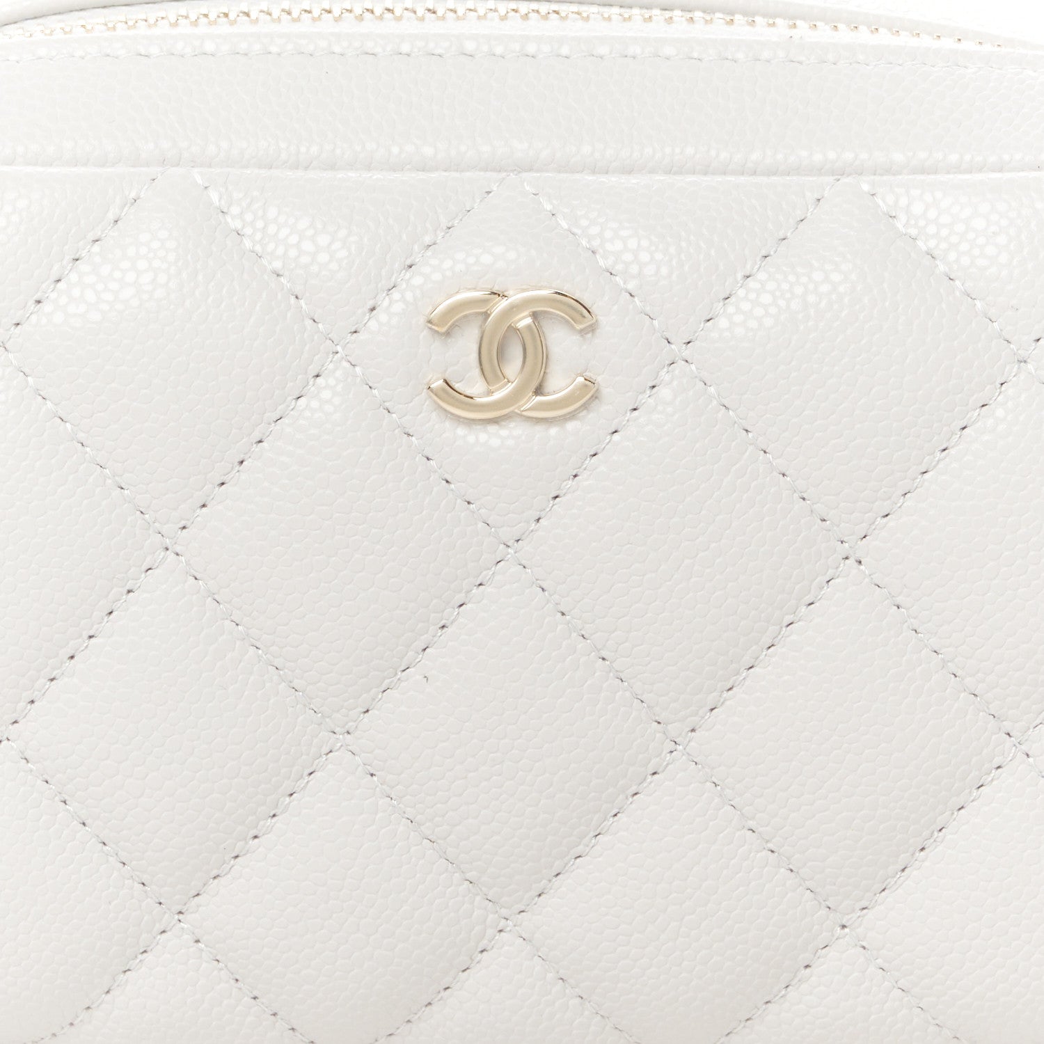 Chanel Caviar Quilted Toiletry Case With Chain Light Grey 9 of 12
