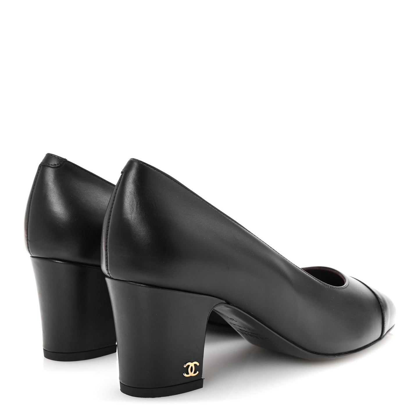 Lambskin Cap Toe CC Uniform Pumps 38 Black