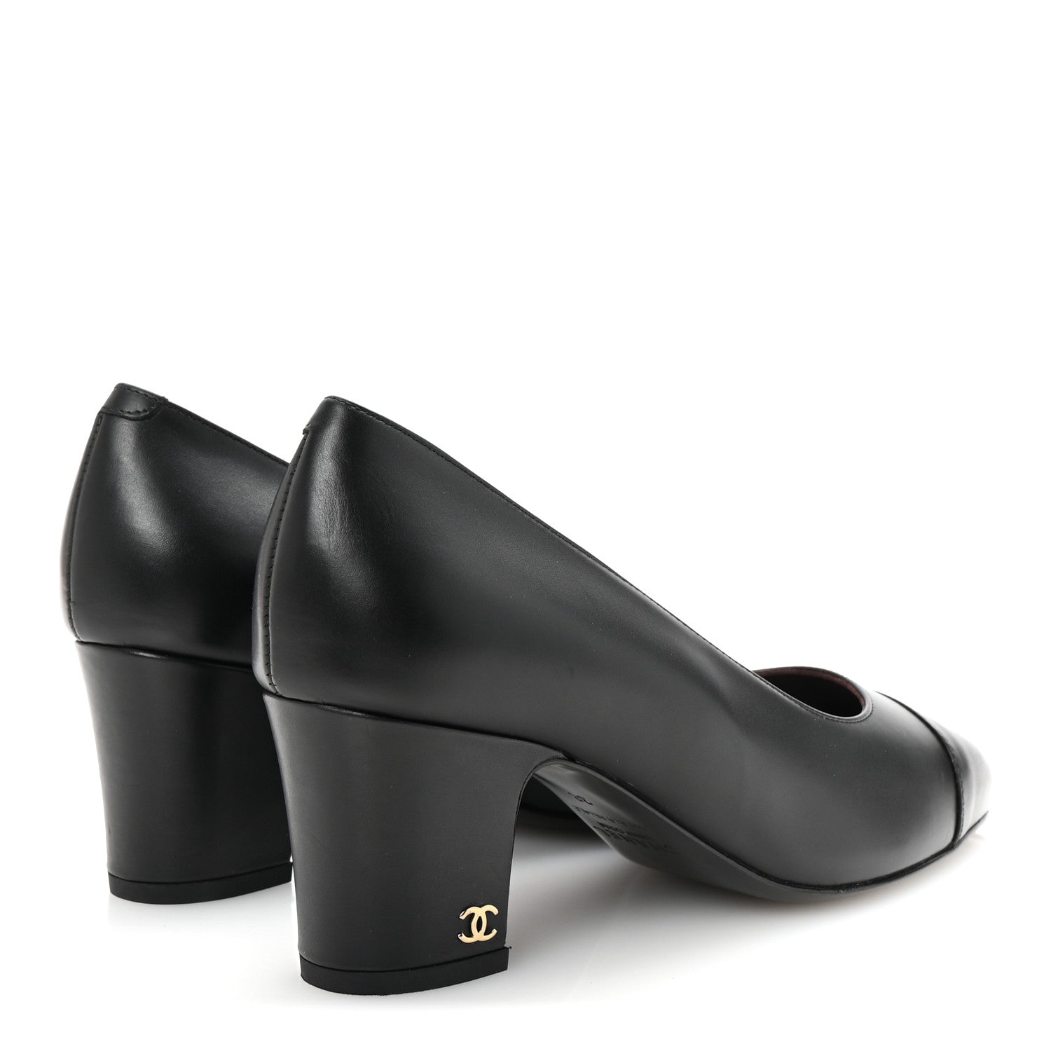 Chanel Lambskin Cap Toe CC Uniform Pumps 38 Black 5 of 9