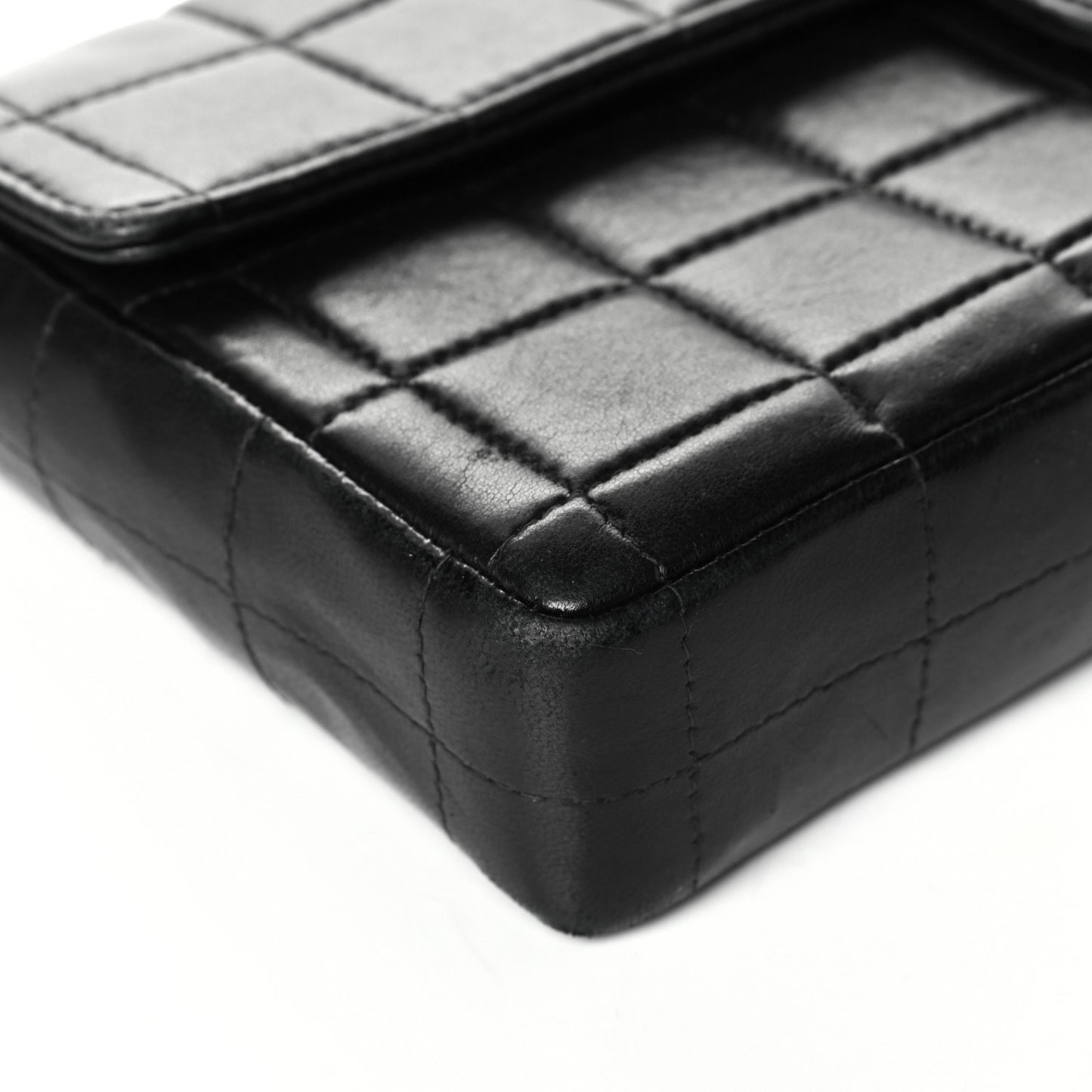 Lambskin East West Chocolate Bar Flap Black