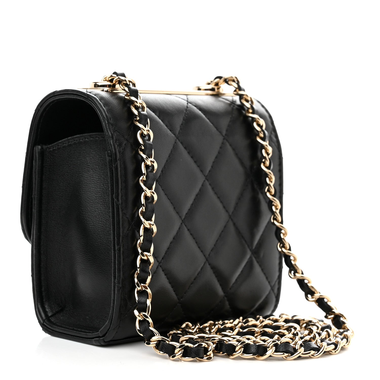 Chanel Lambskin Quilted Mini Trendy CC Clutch With Chain Black 2 of 11