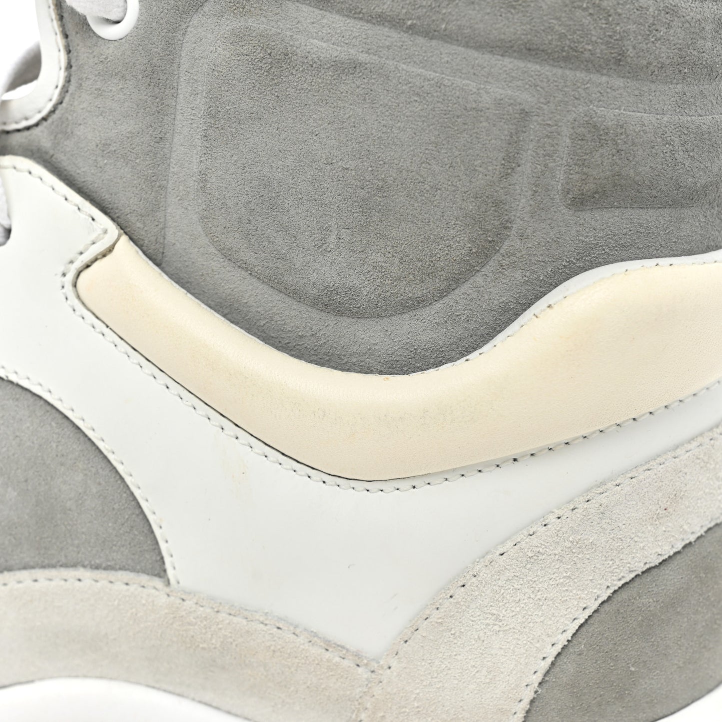 Suede Calfskin Lambskin High Top CC Sneakers 37 White Blue