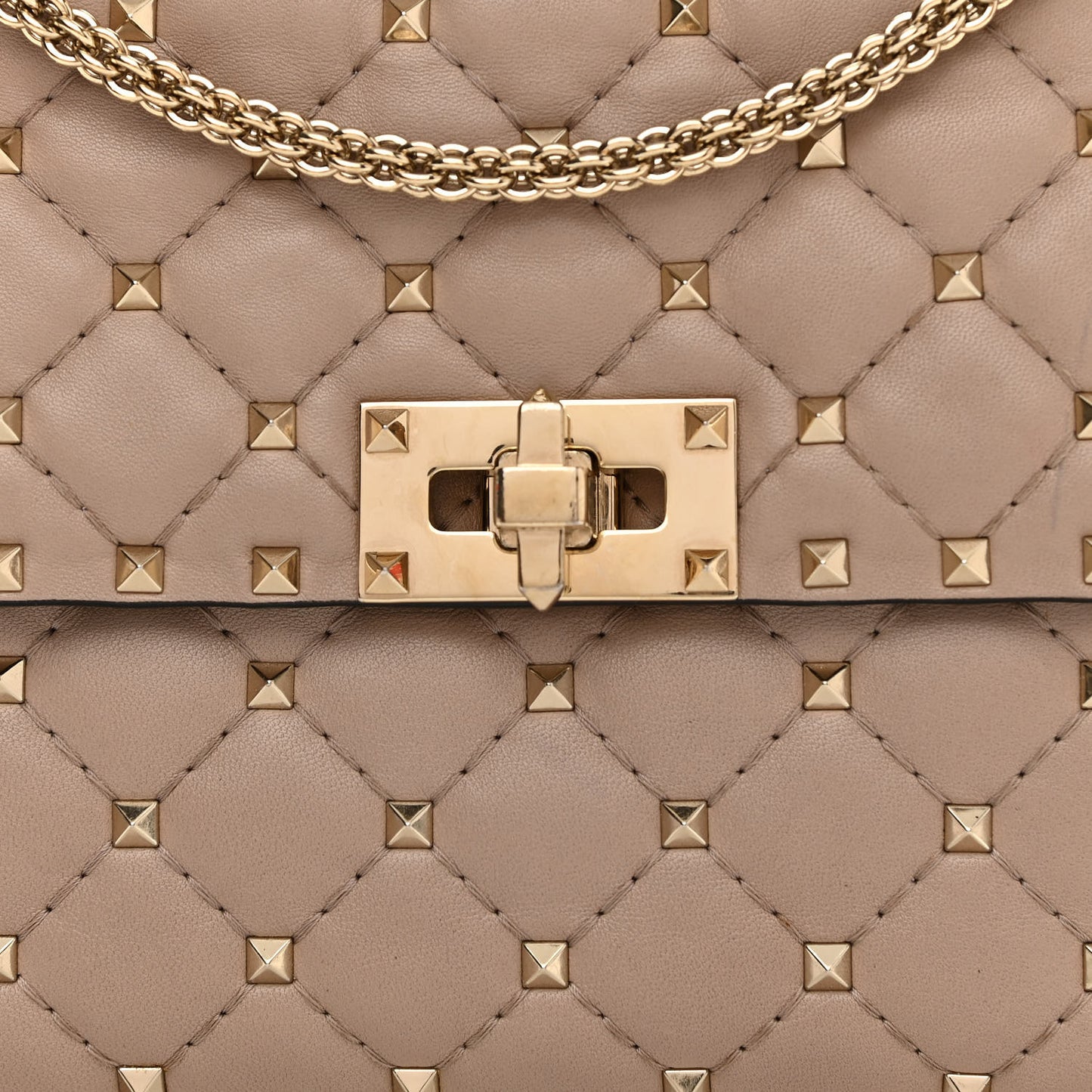 Lambskin Medium Rockstud Spike Shoulder Bag Poudre