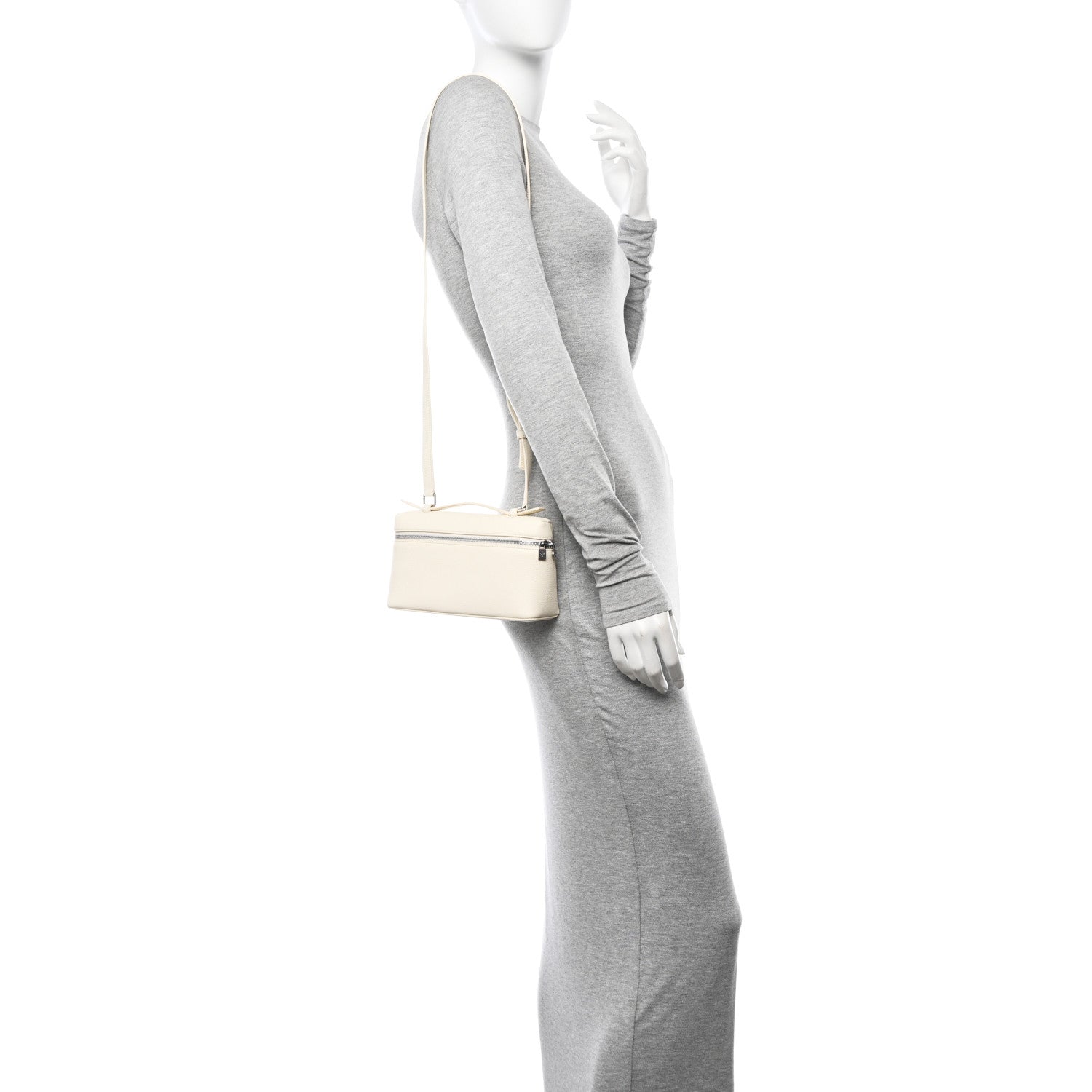 Loro Piana Grained Calfskin L19 Extra Pocket Pouch Whisper White 2 of 9