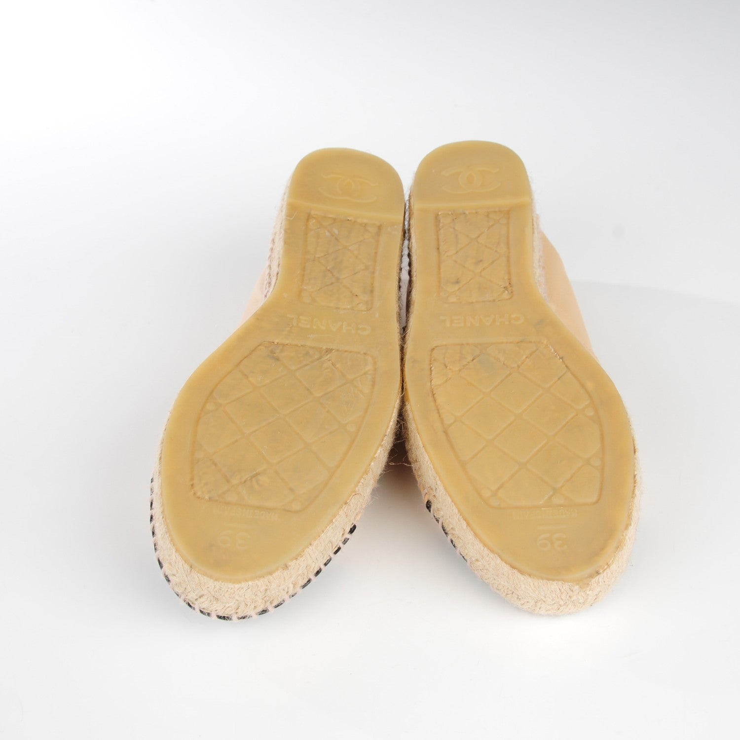 Chanel Lambskin CC Espadrilles 39 Beige Black 6 of 11