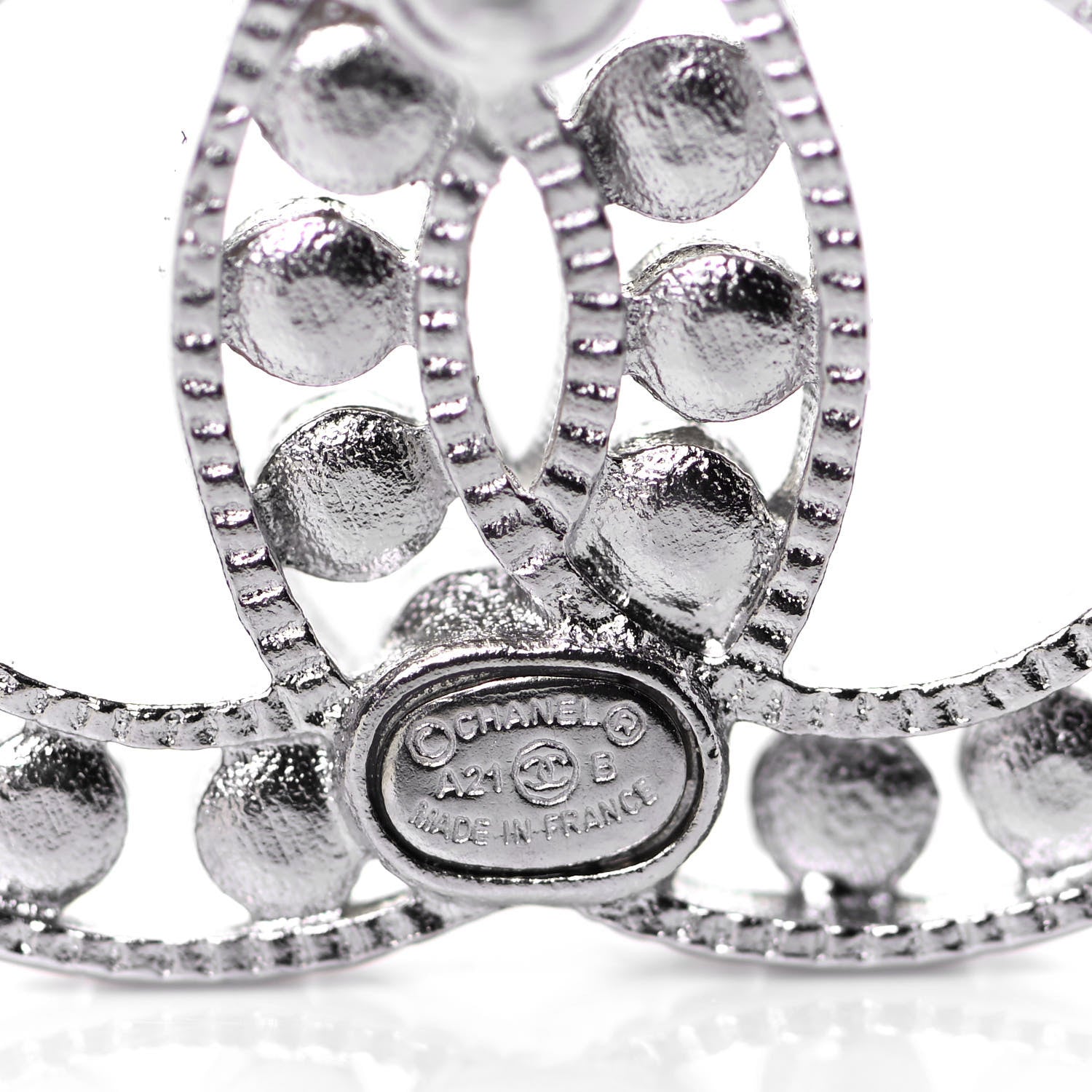 Chanel Crystal CC Earrings Silver 4 of 4