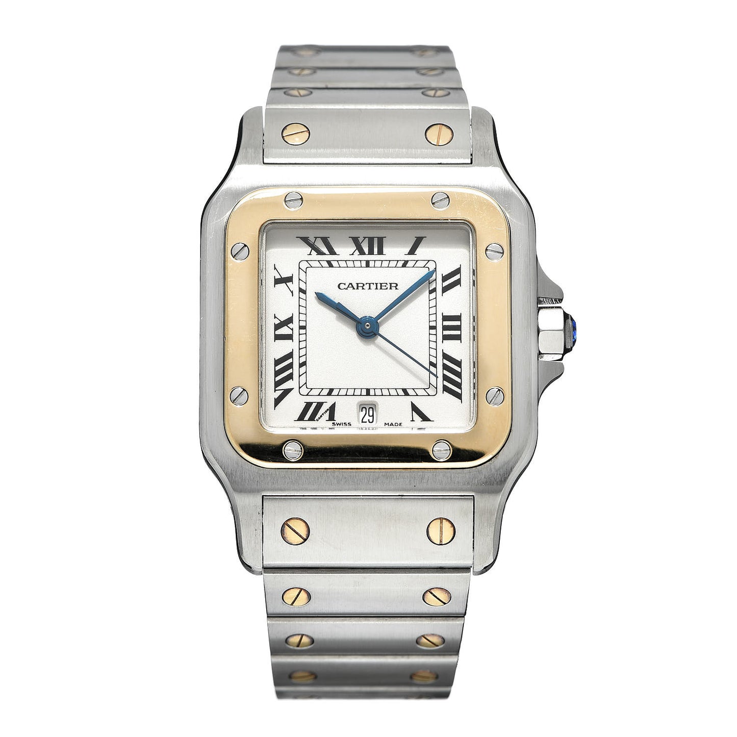 Stainless Steel 18K Yellow Gold 29mm Santos De Galbee Quartz Watch